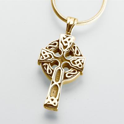 gold vermeil celtic cross cremation pendant necklace